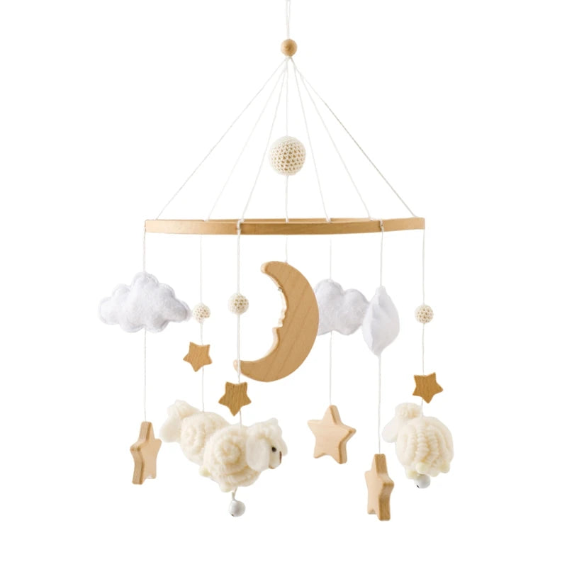 Baby Crib Mobile Rattle Toy For 0-12 Months Cartoon Felt Forest Animal Bed Bell Hanging Wooden Bracket Mobile Newbaby Rattle Toy Purest Peak